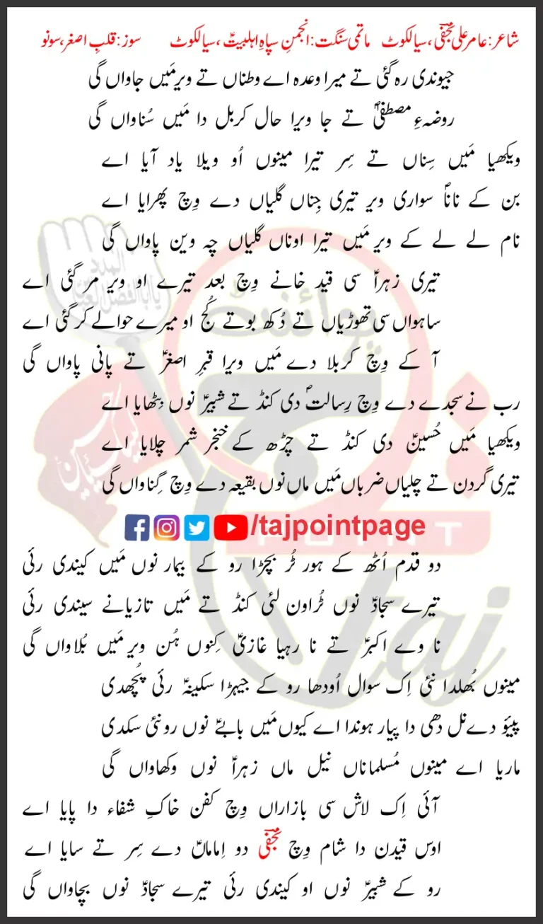 Jiyondi Reh Gayi Te Mera Wadah Aye Watna Te Veer Main Jawaan Gi Lyrics 2024