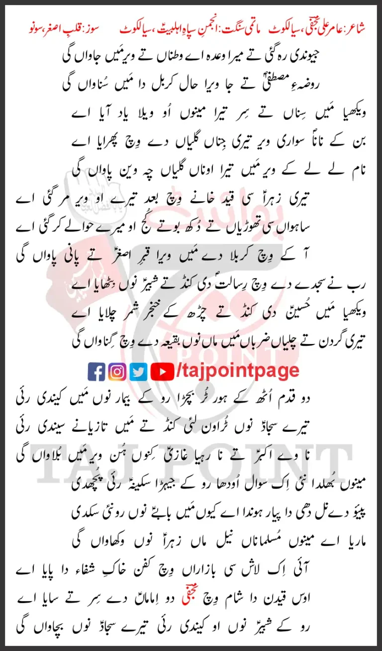 Jiyondi Reh Gayi Te Mera Wadah Aye Watna Te Veer Main New Lyrics 2024