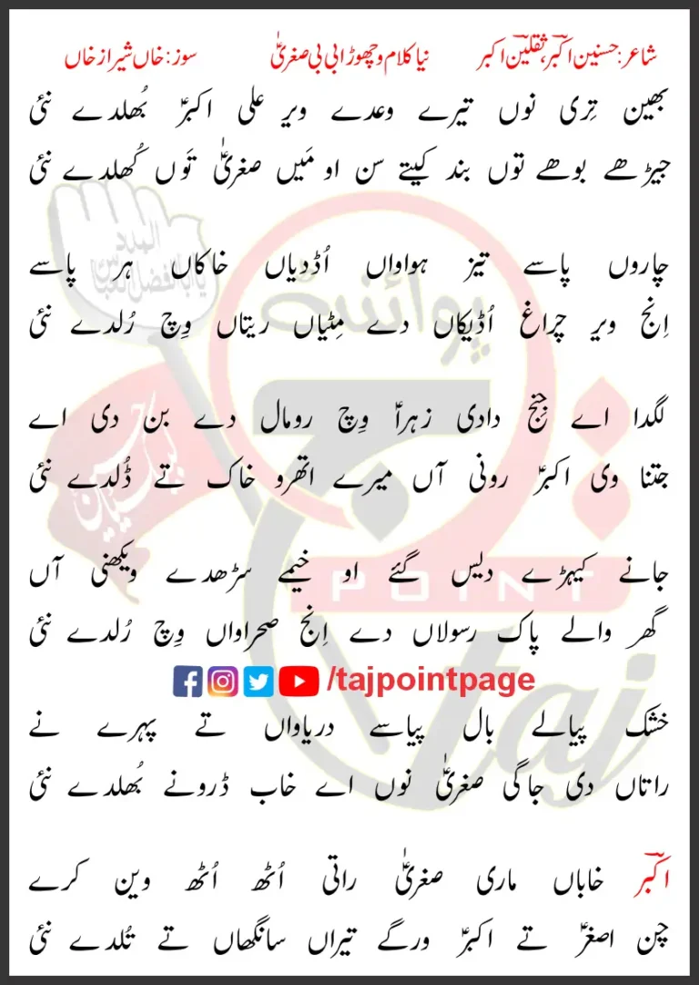 Bhain Teri Nu Waday Veer Ali Akbar Bhulday Nayi Lyrics Punjabi 2025