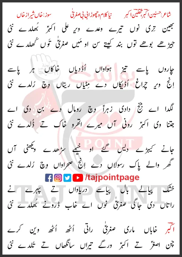 Bhain Teri Nu Waday Veer Ali Akbar Bhulday Nayi New Lyrics Punjabi 2025