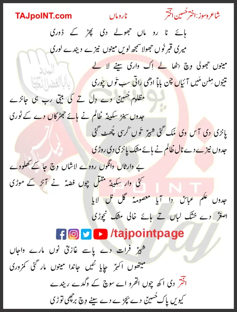 Haye Na Ro Maa Jhole Di Phar Ke Dori Lyrics Punjabi 2025