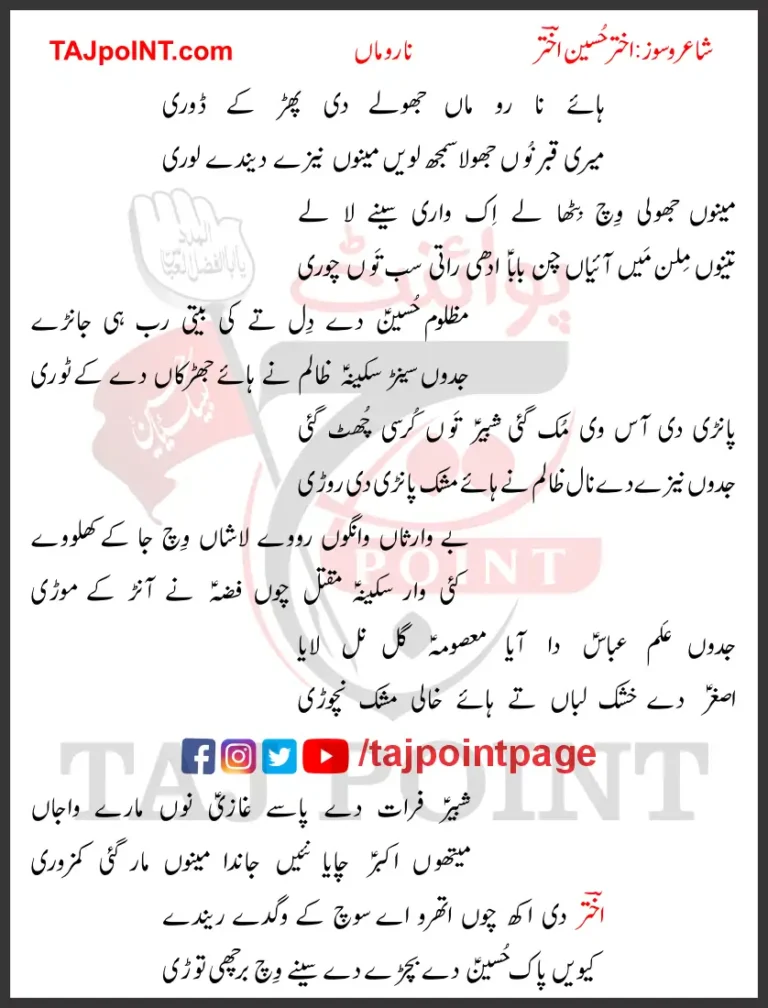 Haye Na Ro Maa Jhole Di Phar Ke Dori Lyrics Punjabi 2025 Latest