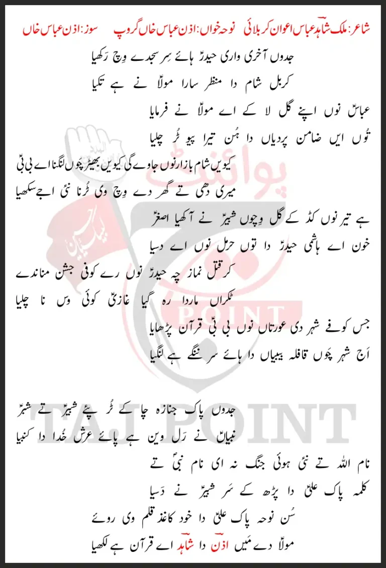 Jadon Aakhri Wari Haider Lyrics 21 Ramzan 2026 New Hazrat Ali Shahadat Noha