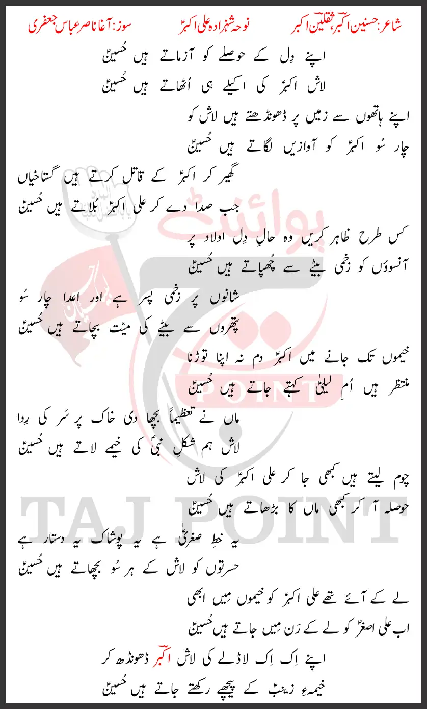 Apne Dil Ke Hosle Ko Aazmatay Hain Hussain Lyrics New Noha 2026 Shabab ul Hussain Sialkot